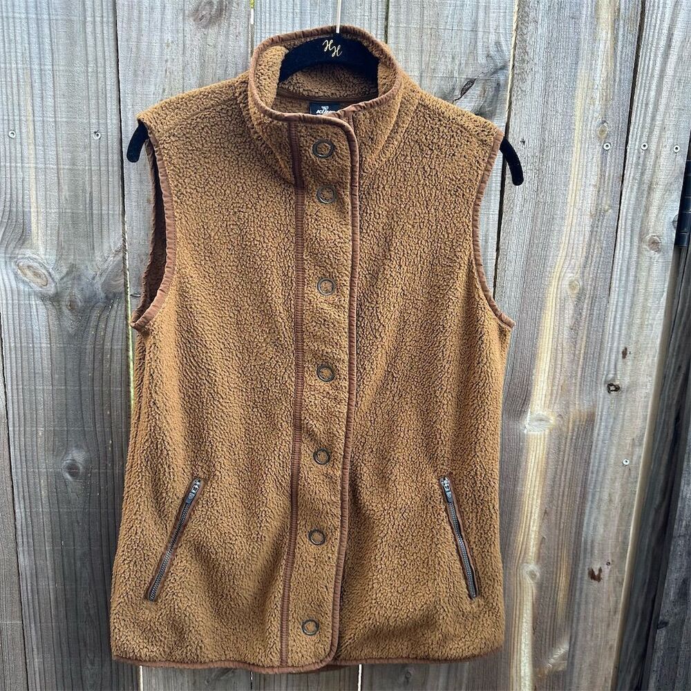 KÜHL Women's Snap Vest Size S Camel Brown High Collar Fleece Jacket